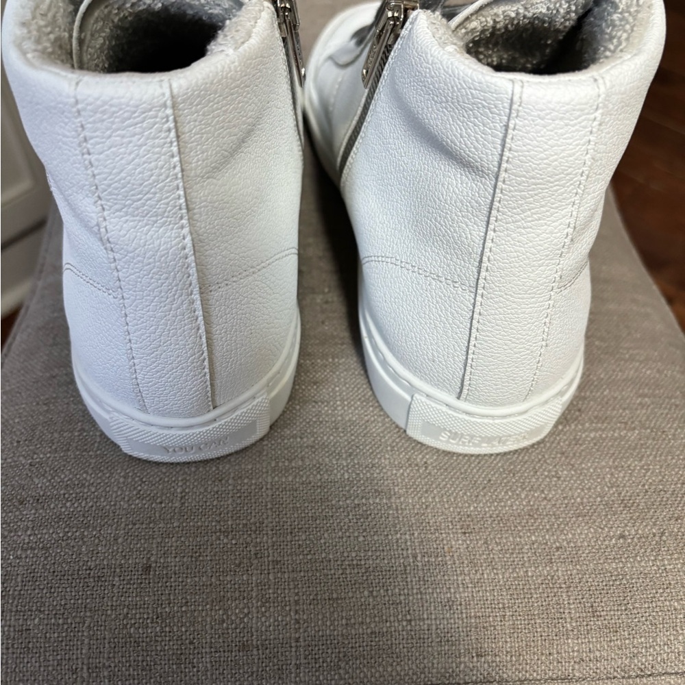 P448 Womens B Star Whiter Sneaker High Top Zipper Gray Laces Size 40 - Picture 4 of 10